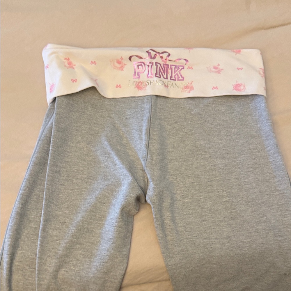 PINK Victoria's Secret Foldover Waistband Leggings - Pink & Gray - Picture 2 of 6